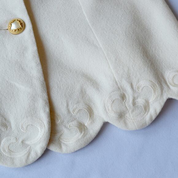 Vintage Kasper Wool Blazer with Scalloped Hem & Gold Buttons, Size 10 - Picture 3 of 8